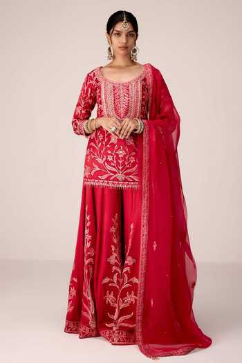 Shyam Narayan Prasad Floral Embroidered Kurta Sharara Set