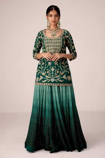 Buy Shyam Narayan Prasad Green , Organza, Chinon, Gota Thread Embroidered Kurta Skirt Set Online at Aza Fashions Buy_Shyam Narayan Prasad_Green , Organza, Chinon, Gota Thread Embroidered Kurta Skirt Set _Online_at_Aza_Fashions