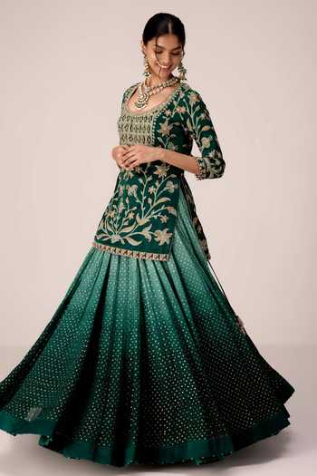 Shyam Narayan Prasad Green , Organza, Chinon, Gota Thread Embroidered Kurta Skirt Set at Aza Fashions Shyam Narayan Prasad_Green , Organza, Chinon, Gota Thread Embroidered Kurta Skirt Set _at_Aza_Fashions