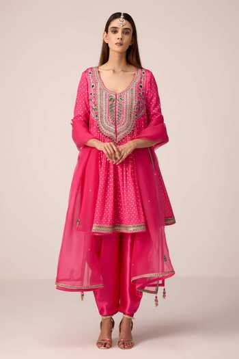 Shyam Narayan Prasad Thread Work Flared Kurta Set