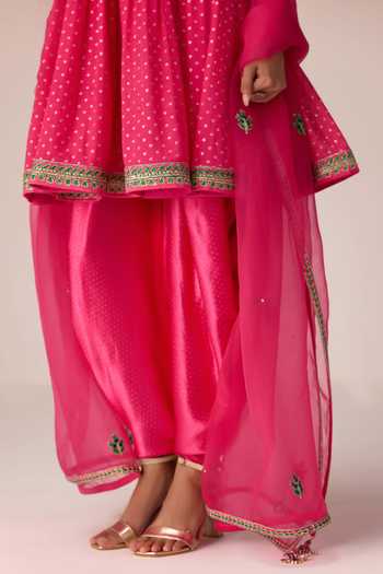 Buy Shyam Narayan Prasad Pink Silk, Organza, Brocade, Chinon Gota Patti, Thread Work Flared Kurta Set Online at Aza Fashions Buy_Shyam Narayan Prasad_Pink Silk, Organza, Brocade, Chinon Gota Patti, Thread Work Flared Kurta Set _Online_at_Aza_Fashions
