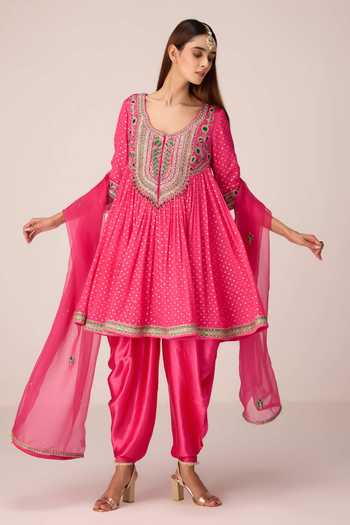 Shyam Narayan Prasad Pink Silk, Organza, Brocade, Chinon Gota Patti, Thread Work Flared Kurta Set at Aza Fashions Shyam Narayan Prasad_Pink Silk, Organza, Brocade, Chinon Gota Patti, Thread Work Flared Kurta Set _at_Aza_Fashions