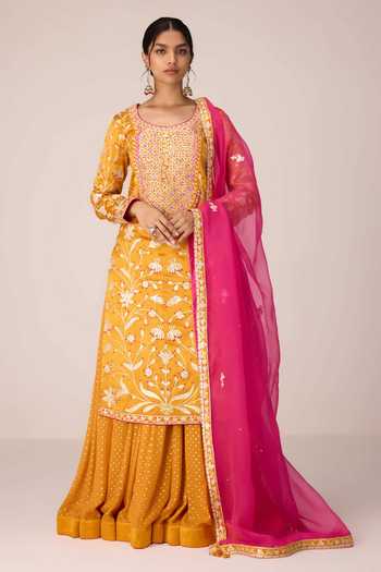 Shyam Narayan Prasad Gota Embroidered Kurta Skirt Set