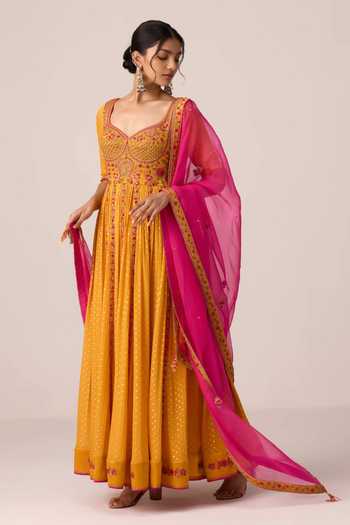 Buy Shyam Narayan Prasad Yellow Silk, Organza, Chinon, Brocade Placement Embroidered Anarkali Set Online at Aza Fashions Buy_Shyam Narayan Prasad_Yellow Silk, Organza, Chinon, Brocade Placement Embroidered Anarkali Set _Online_at_Aza_Fashions