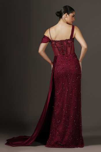 Pooja Peshoria Corseted Bodice Draped Gown 