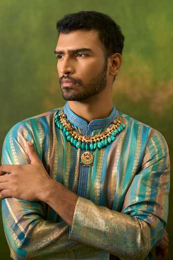 Buy Arihant Rai Sinha Multicolor Silk, Jacquard Stripe Woven Kurta Set Online at Aza Fashions Buy_Arihant Rai Sinha_Multicolor Silk, Jacquard Stripe Woven Kurta Set _Online_at_Aza_Fashions