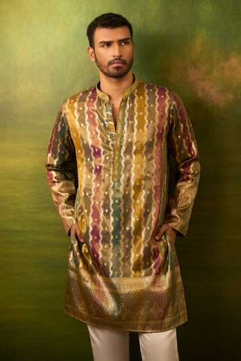 Buy Arihant Rai Sinha Multicolor Silk, Jacquard Stripe Pattern Kurta Set Buy_Arihant Rai Sinha_Multicolor Silk, Jacquard Stripe Pattern Kurta Set
