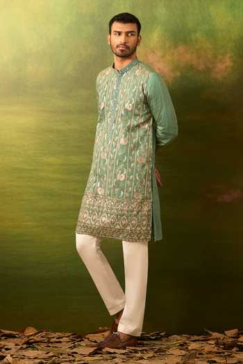 Buy Arihant Rai Sinha Green Silk Embroidered Kurta Set Online at Aza Fashions Buy_Arihant Rai Sinha_Green Silk Embroidered Kurta Set _Online_at_Aza_Fashions
