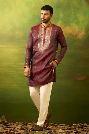 Arihant Rai Sinha Flower Woven Kurta Set 