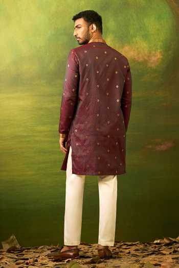 Arihant Rai Sinha Flower Woven Kurta Set 