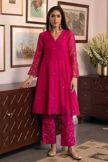 Trendy Tokari Sleeve Embroidered A-Line Kurta Set 