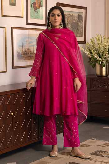 Trendy Tokari Sleeve Embroidered A-Line Kurta Set 