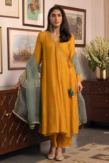 Trendy Tokari Neckline Embroidered Angarkha Set 