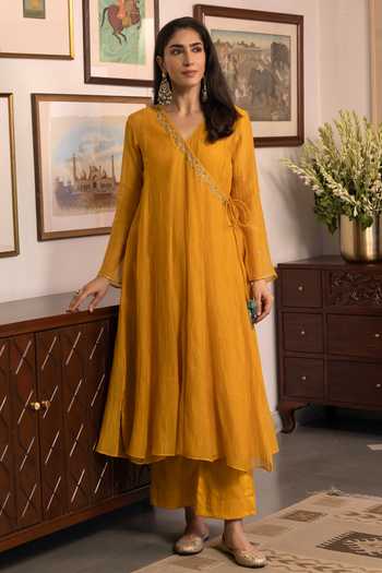 Trendy Tokari Neckline Embroidered Angarkha Set 