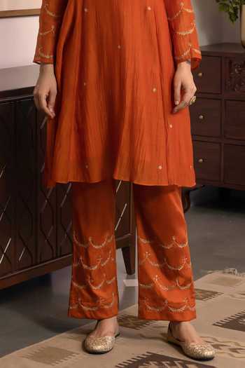 Buy Trendy Tokari Orange Silk, Chanderi, Cotton, Organza Zari Placement Embroidered Kurta Set Online at Aza Fashions Buy_Trendy Tokari_Orange Silk, Chanderi, Cotton, Organza Zari Placement Embroidered Kurta Set _Online_at_Aza_Fashions