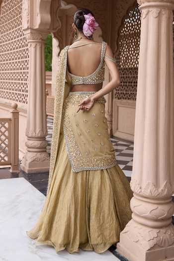 Nidhika Shekhar Suvarna Meher Embroidered Lehenga Saree With Blouse 