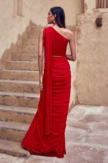 Nidhika Shekhar Padmaraga Pre-Draped Saree With Embroidered Blouse