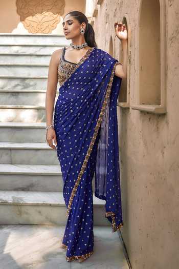 Nidhika Shekhar Indraneel Padma Embroidered Saree With Blouse 