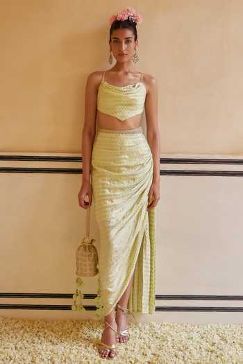 Punit Balana Embroidered Cape & Draped Skirt Set 