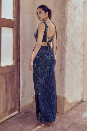 Nidhika Shekhar Nishaneel Embroidered Draped Lehenga Saree With Blouse 