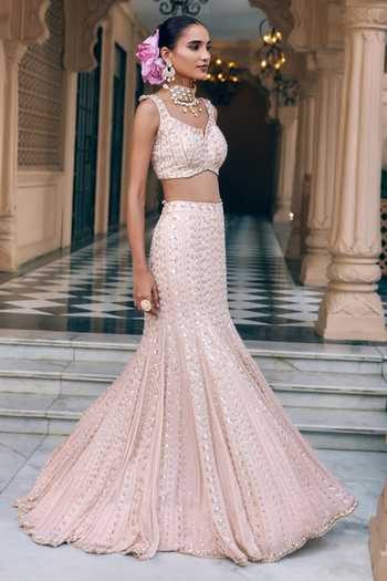 Buy Nidhika Shekhar Pink Georgette Sweetheart Neck Gul Kamalutsav Embroidered Lehenga Set Online at Aza Fashions Buy_Nidhika Shekhar_Pink Georgette Sweetheart Neck Gul Kamalutsav Embroidered Lehenga Set _Online_at_Aza_Fashions
