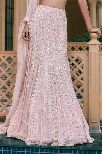 Shop Nidhika Shekhar Pink Georgette Sweetheart Neck Gul Kamalutsav Embroidered Lehenga Set Online at Aza Fashions Shop_Nidhika Shekhar_Pink Georgette Sweetheart Neck Gul Kamalutsav Embroidered Lehenga Set _Online_at_Aza_Fashions