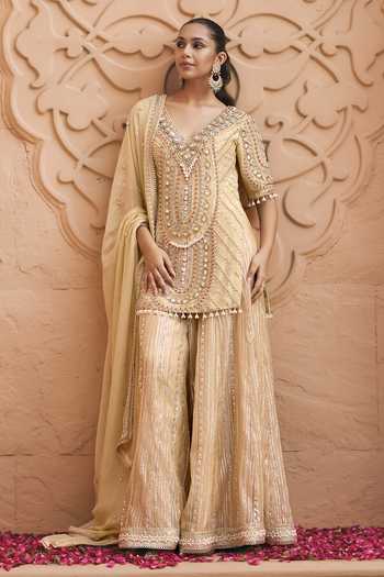 Nidhika Shekhar Kanchan Meher Embroidered Kurta Sharara Set 