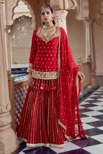 Nidhika Shekhar Padma Valli Embroidered Sharara Set 