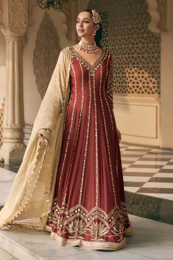 Nidhika Shekhar Tamra Padma Embroidered Anarkali Set 