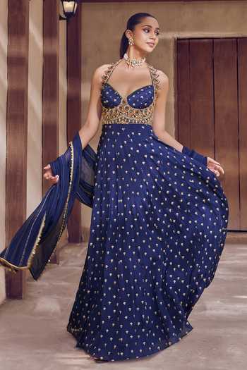 Buy Nidhika Shekhar Blue Chiffon, Shantoon Sweetheart Mayurika Embroidered Anarkali With Dupatta Online at Aza Fashions Buy_Nidhika Shekhar_Blue Chiffon, Shantoon Sweetheart Mayurika Embroidered Anarkali With Dupatta _Online_at_Aza_Fashions