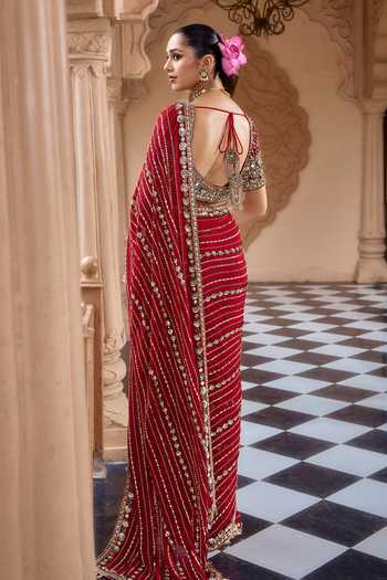 Nidhika Shekhar Rajraga Jalsaa Embroidered Saree With Blouse