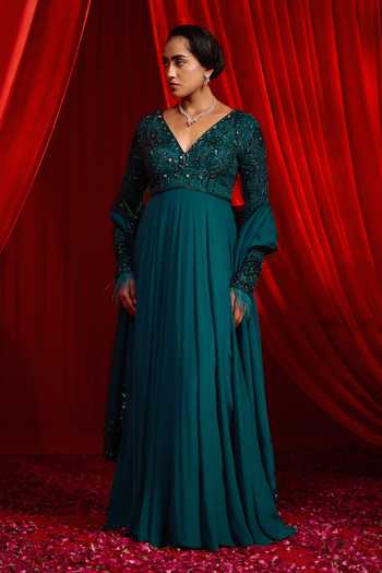 NIDHIKA SHEKHAR Haritah Anvaya Embroidered Anarkali With Dupatta