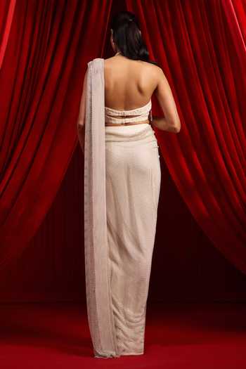 NIDHIKA SHEKHAR Jhilmil Anvaya Pre-Draped Saree With Halter Neck Blouse