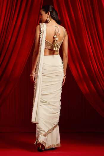 NIDHIKA SHEKHAR Iktar Pre-Draped Saree With Sequin Embellished Blouse