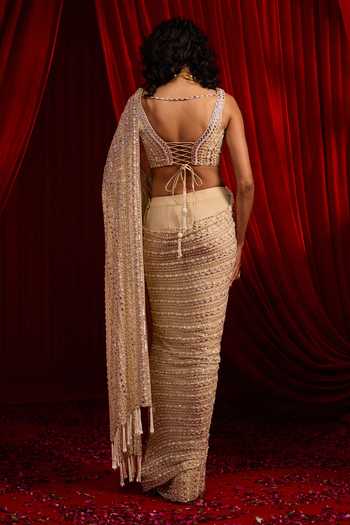 NIDHIKA SHEKHAR Anvaya Nakshi Embroidered Pre-Draped Saree With Blouse