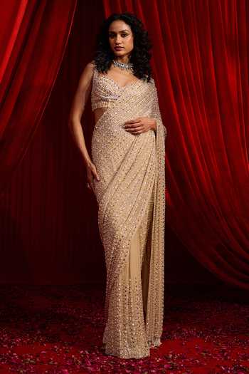 NIDHIKA SHEKHAR Anvaya Nakshi Embroidered Pre-Draped Saree With Blouse