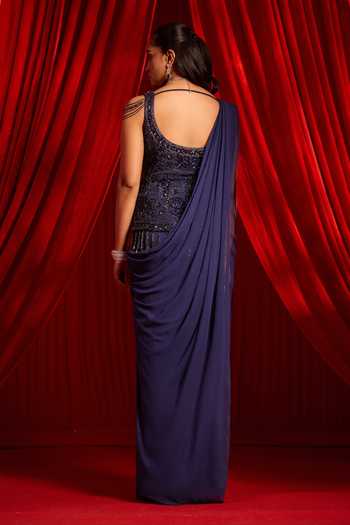 NIDHIKA SHEKHAR Navshaili Pre-Draped Saree With Embroidered Top