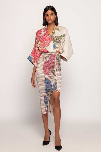 Saaksha & Kinni Periwinkle Bandhani Print Bodycon Skirt 