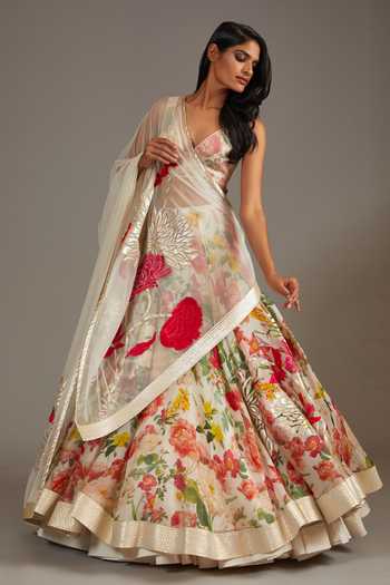 Rohit Bal Buttercup Bloom Print Bridal Lehenga Set 