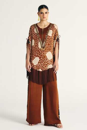 Kamaali Pret Ivory Satin V-neck Zyani Printed Top Pant Set Online at Aza Fashions Kamaali Pret_Ivory Satin V-neck Zyani Printed Top Pant Set _Online_at_Aza_Fashions