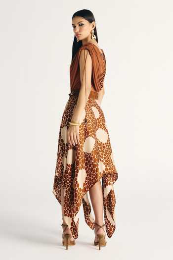 Kamaali Pret Laila Draped Top & Skirt Set 