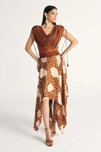 Kamaali Pret Laila Draped Top & Skirt Set 