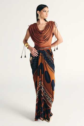 Kamaali Pret Kazmi Printed Skirt & Top Set 