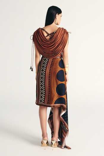 Kamaali Pret Rihla Draped Top & Skirt Set 