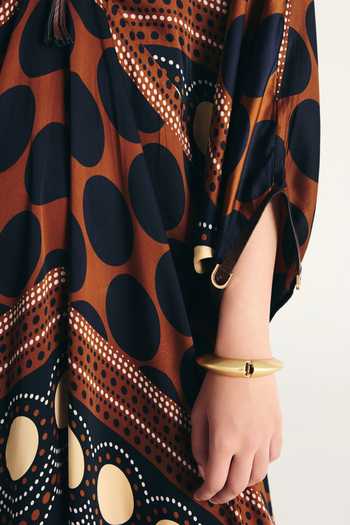 Buy_Kamaali Pret_Brown Satin V-neck Avaan Printed Kaftan _Online_at_Aza_Fashions