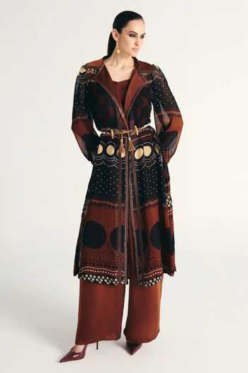 Kamaali Pret Ruwaida Printed Trench Coat Set 