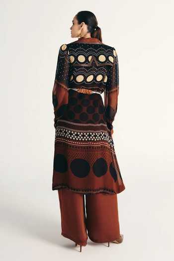 Kamaali Pret Ruwaida Printed Trench Coat Set 