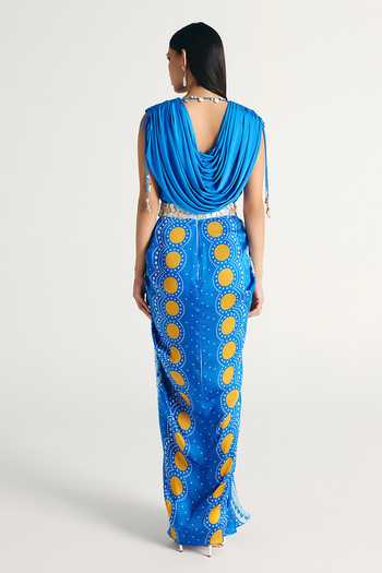 Kamaali Pret Zayn Cowl Draped Top & Skirt Set 