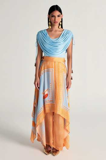 Kamaali Pret Maysa Draped Top & Skirt Set 