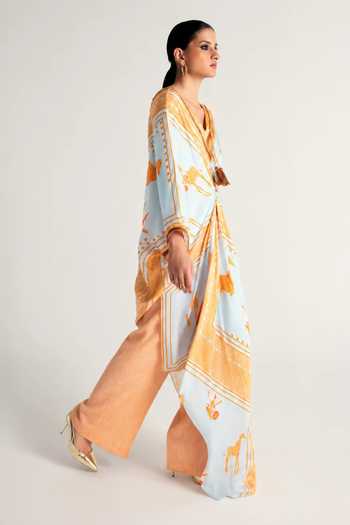 Kamaali Pret Raneem Printed Kaftan & Pant Set 